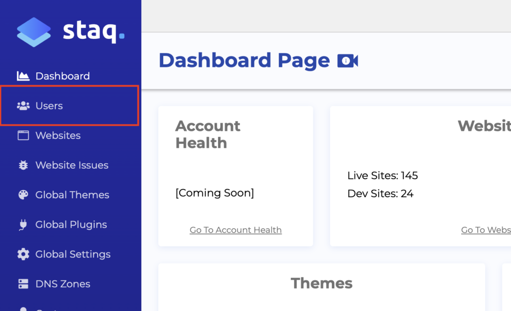 User Access to Staq Platform - Managed WordPress Hosting Platform