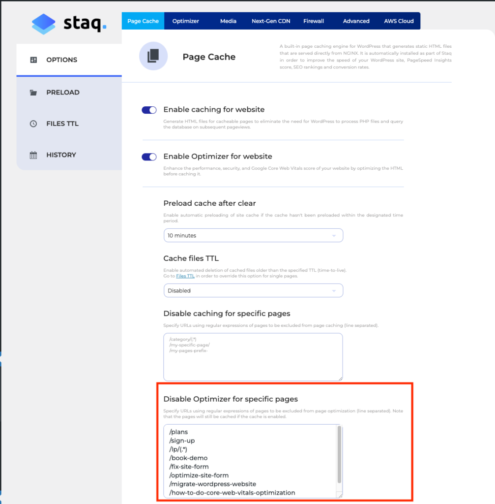 Disable Optimizer tool for certain pages - Managed WordPress Hosting ...
