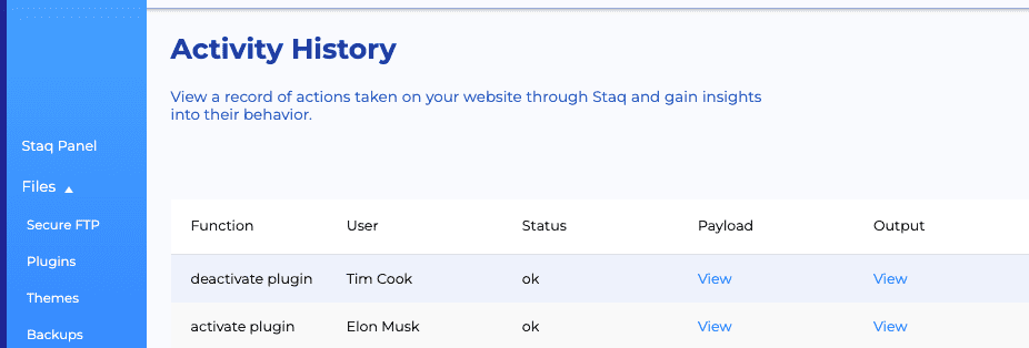 Plugin Activation/Deactivation Screenshot