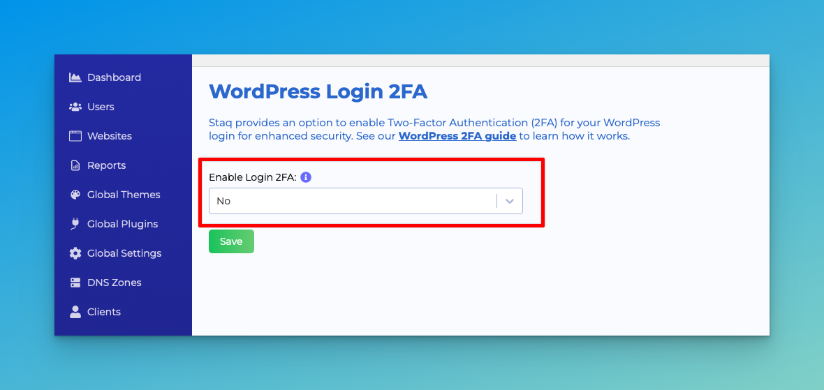Enable Global 2FA