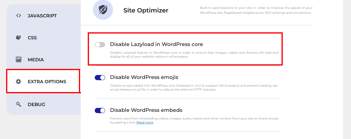 Disable Lazyload in WordPress Core