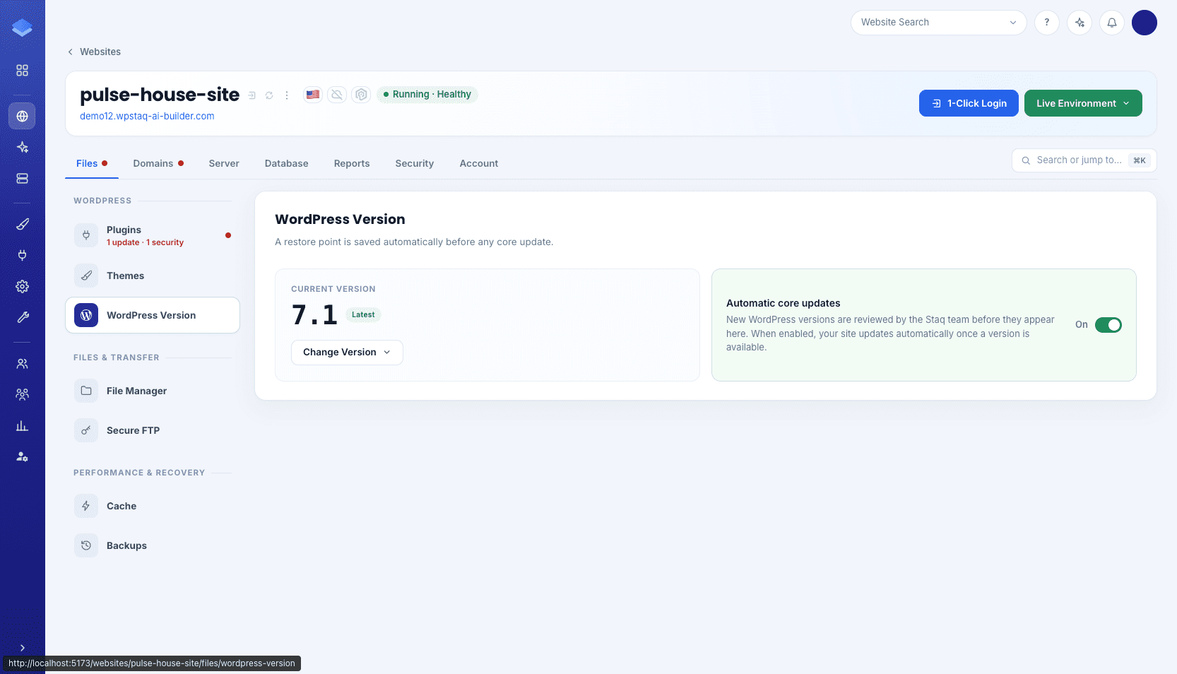 WordPress updates with regression testing