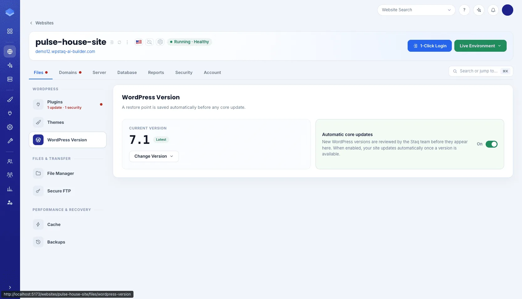WordPress updates with regression testing