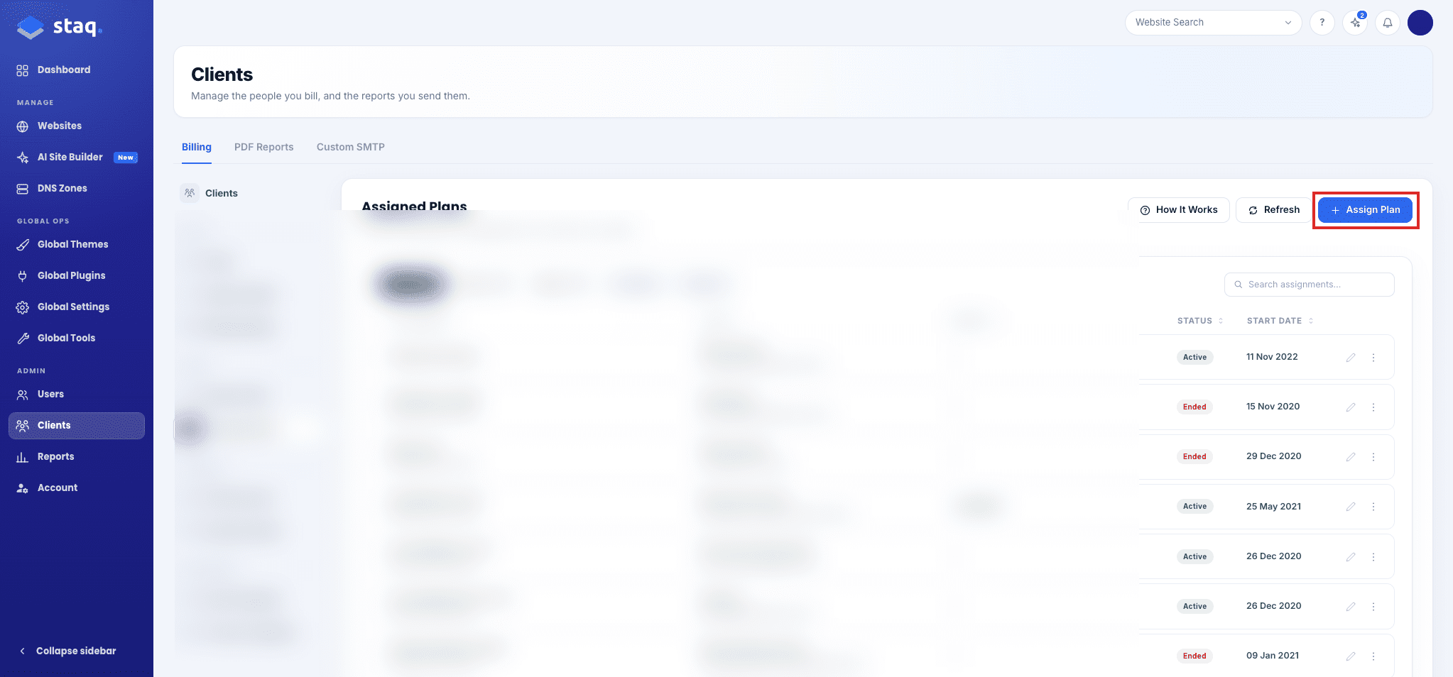 Assign Plan on Clients Billing Assigned Plans
