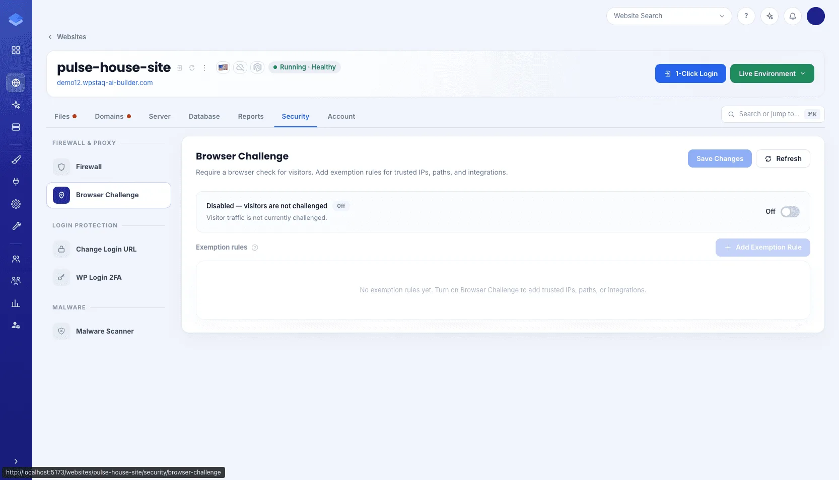 Browser Challenge in Staq Panel Security, with duration and exemptions