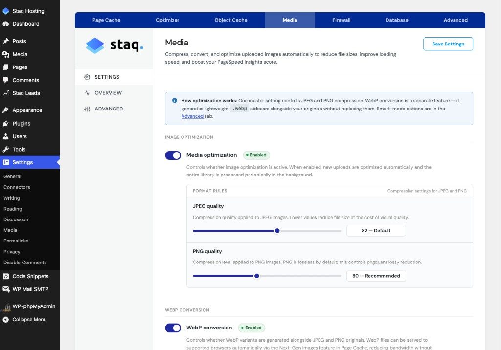 Image optimization, compression, and WebP conversion