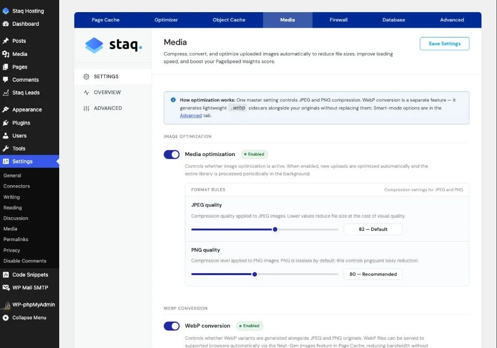 Image optimization, compression, and WebP conversion