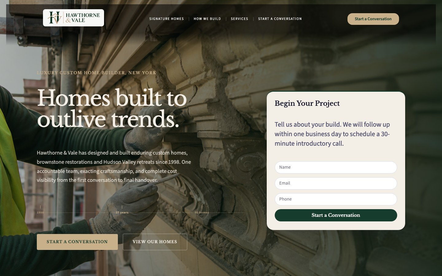 Hawthorne & Vale, Elementor demo site generated by AI Site Studio
