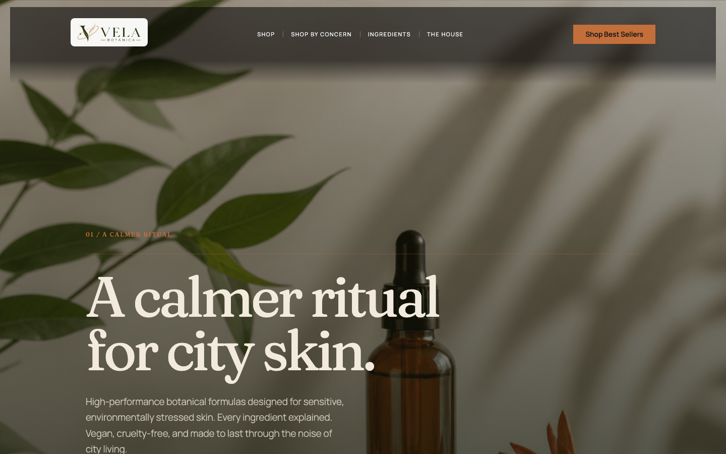 Vela Botanica, Elementor demo site generated by AI Site Studio