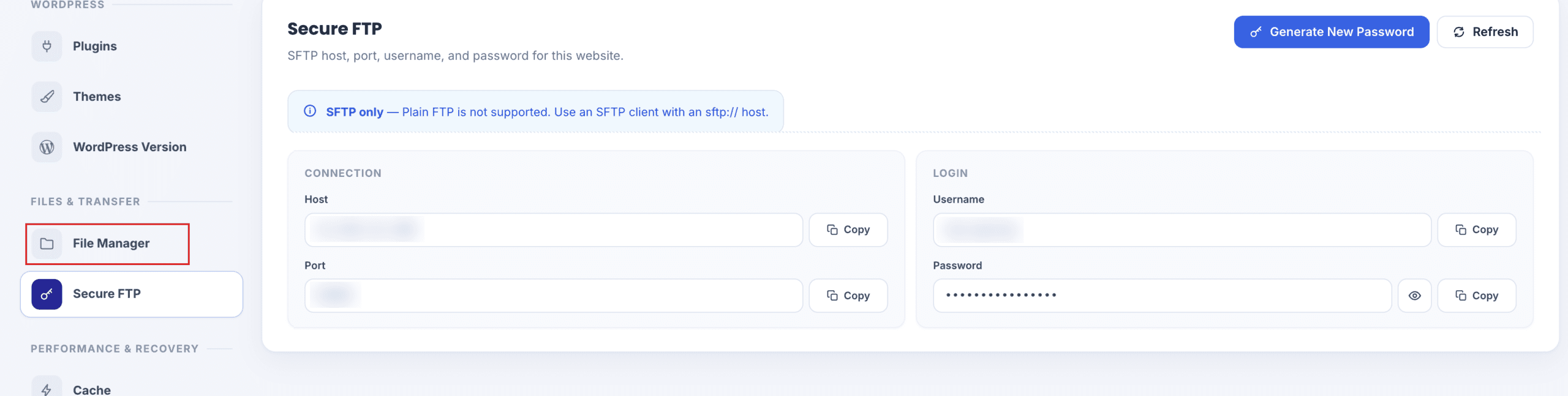 File Manager in the Files list