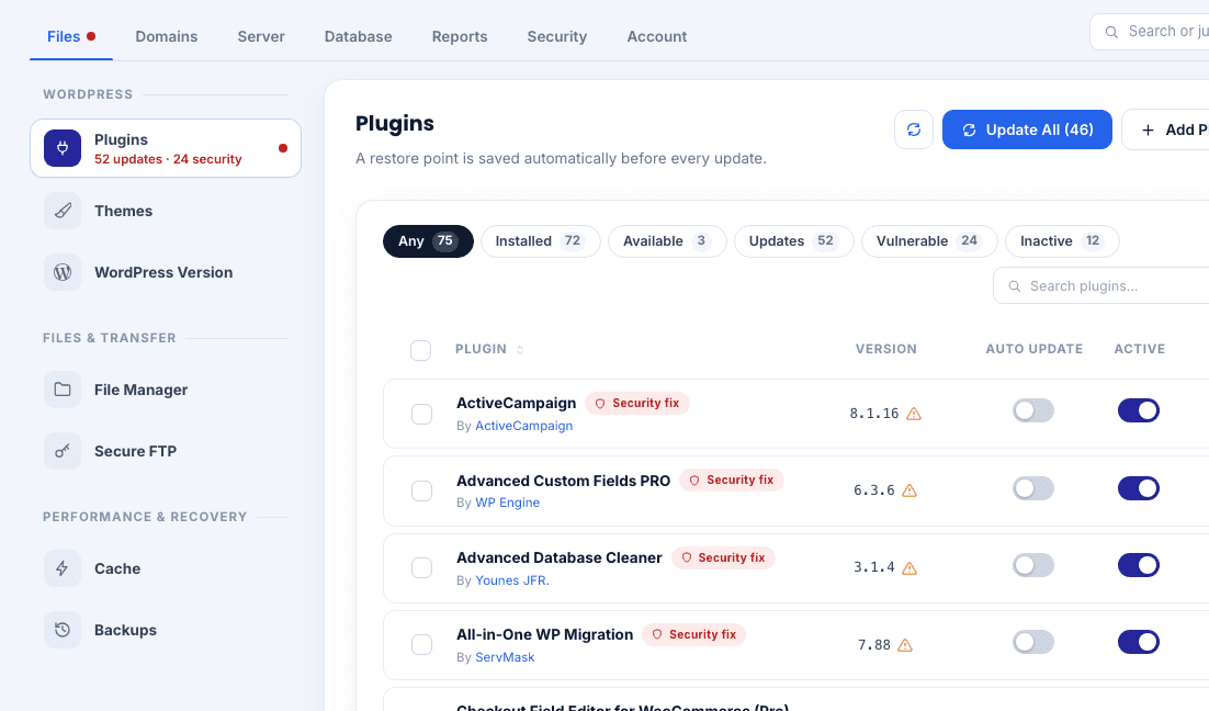 Plugin vulnerabilities and security fixes