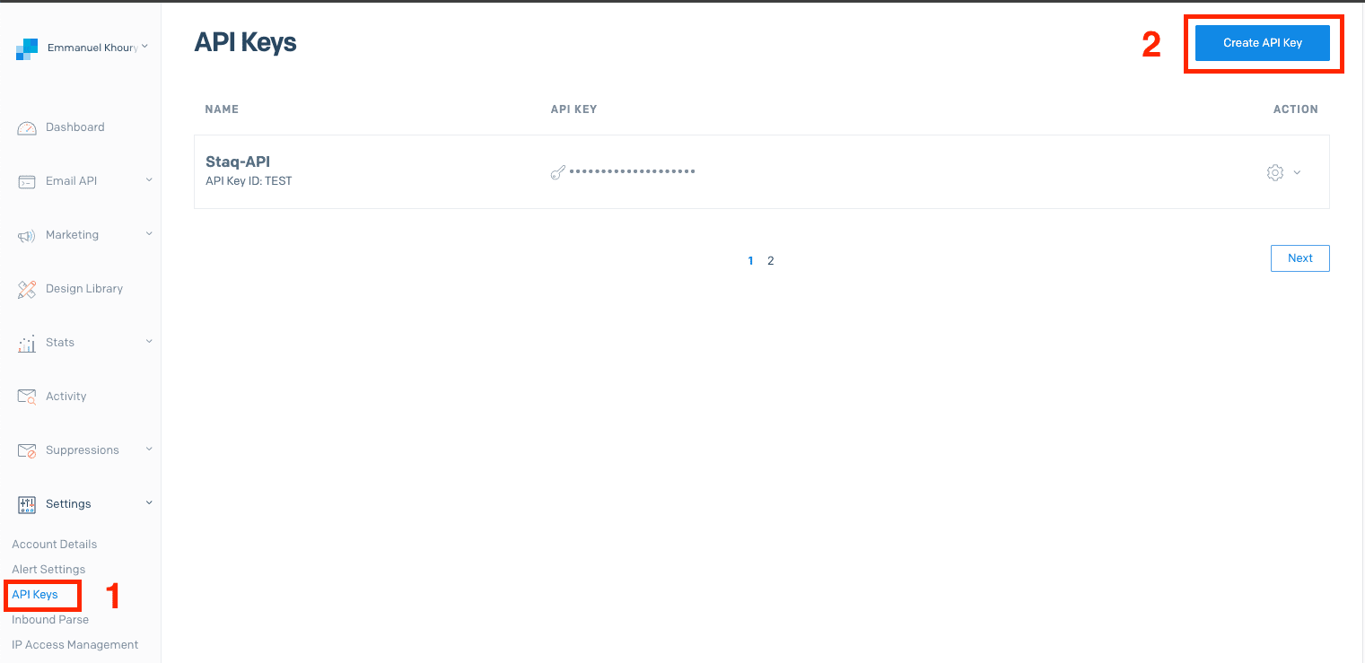 Create API Key in SendGrid