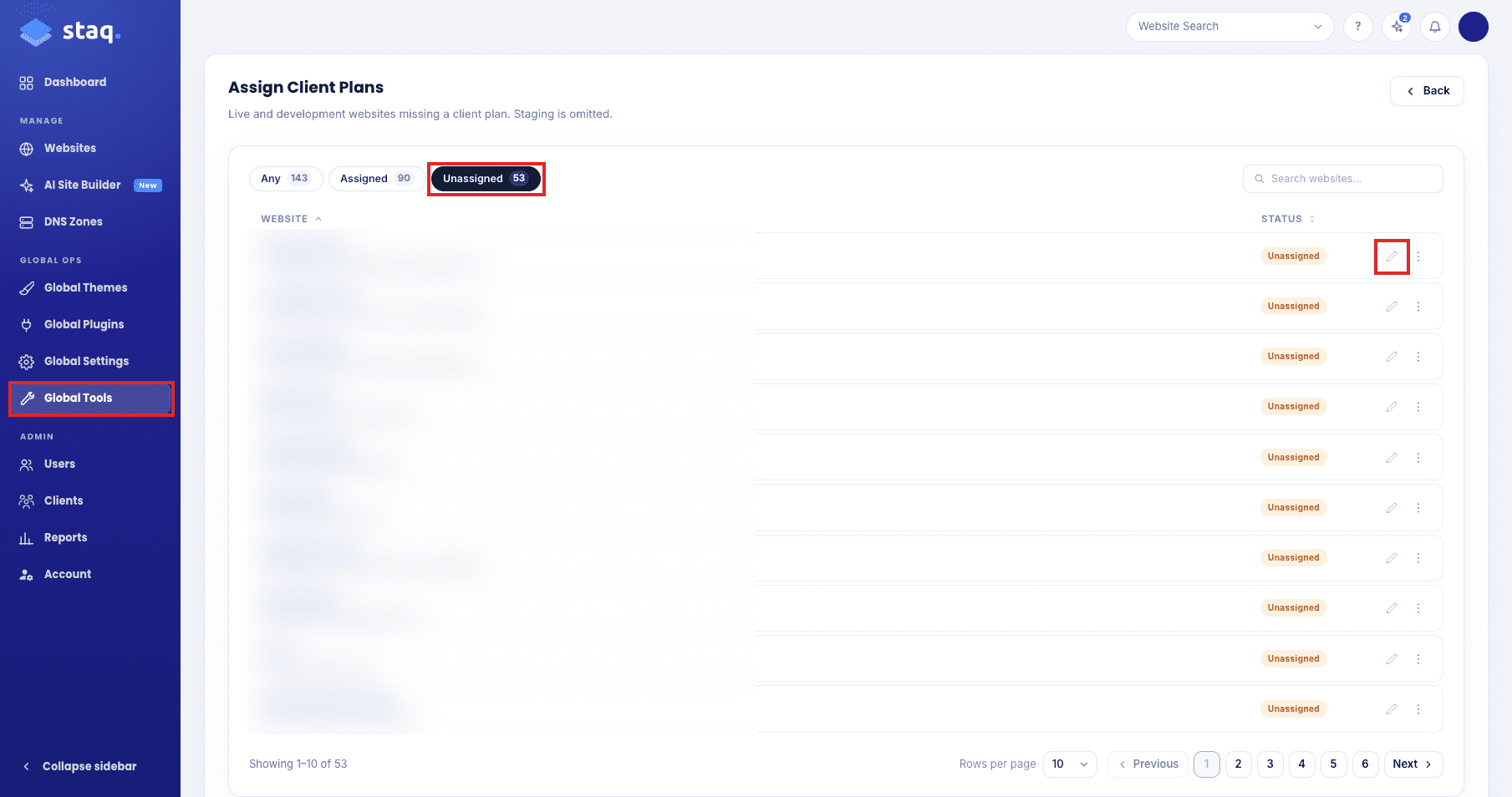 Unassigned chip and Assign Plan on Assign Client Plans