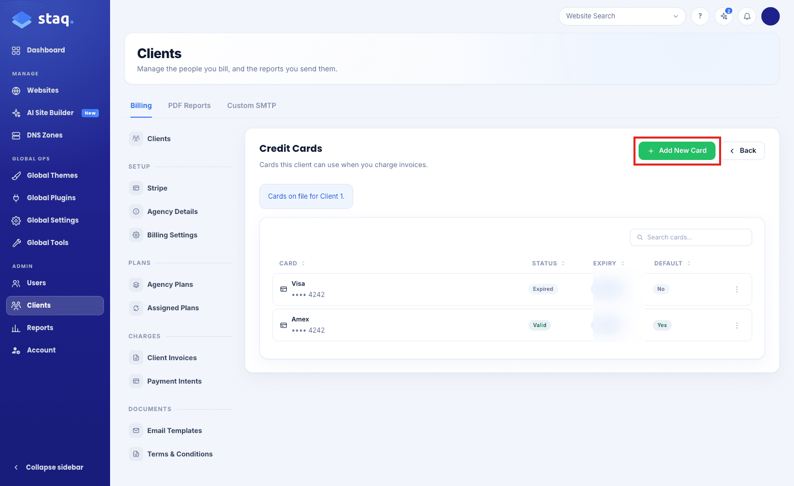 Add New Card on Credit Cards