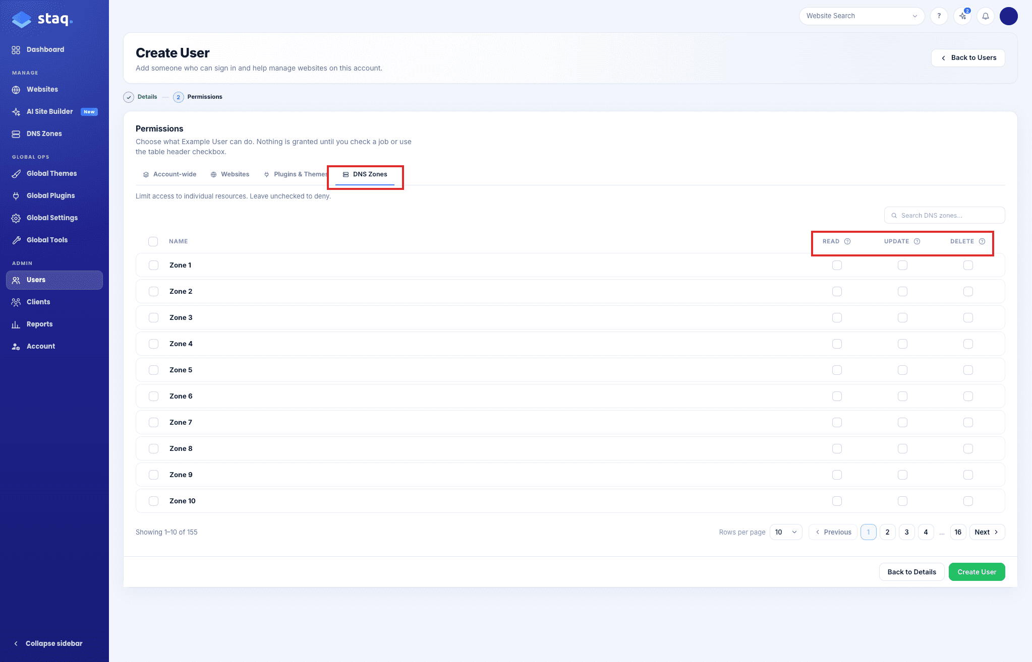 DNS Zones Read, Update, and Delete